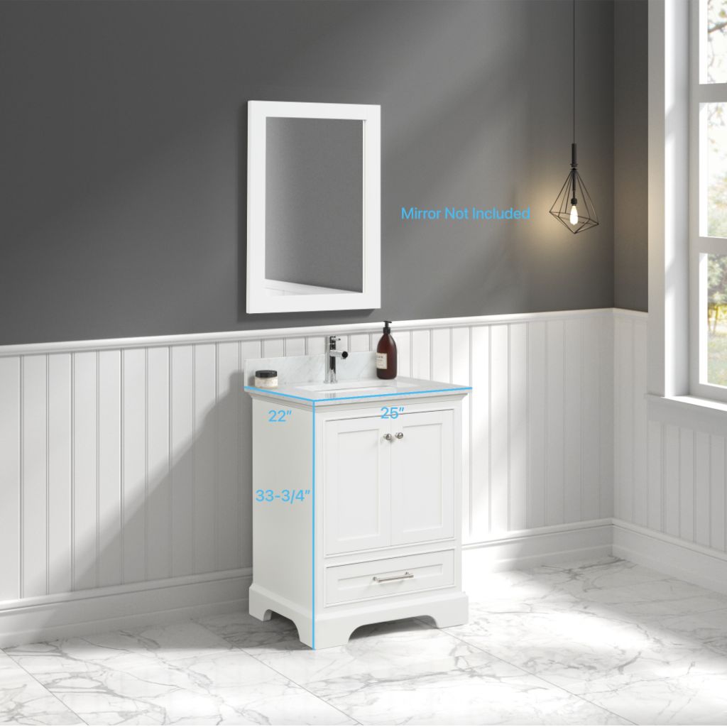 Copenhagen 24" Freestanding Bathroom Vanity With Countertop & Undermount Sink - Matte White