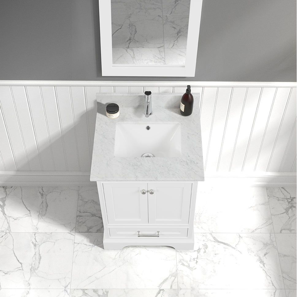 Copenhagen 24" Freestanding Bathroom Vanity With Countertop & Undermount Sink - Matte White