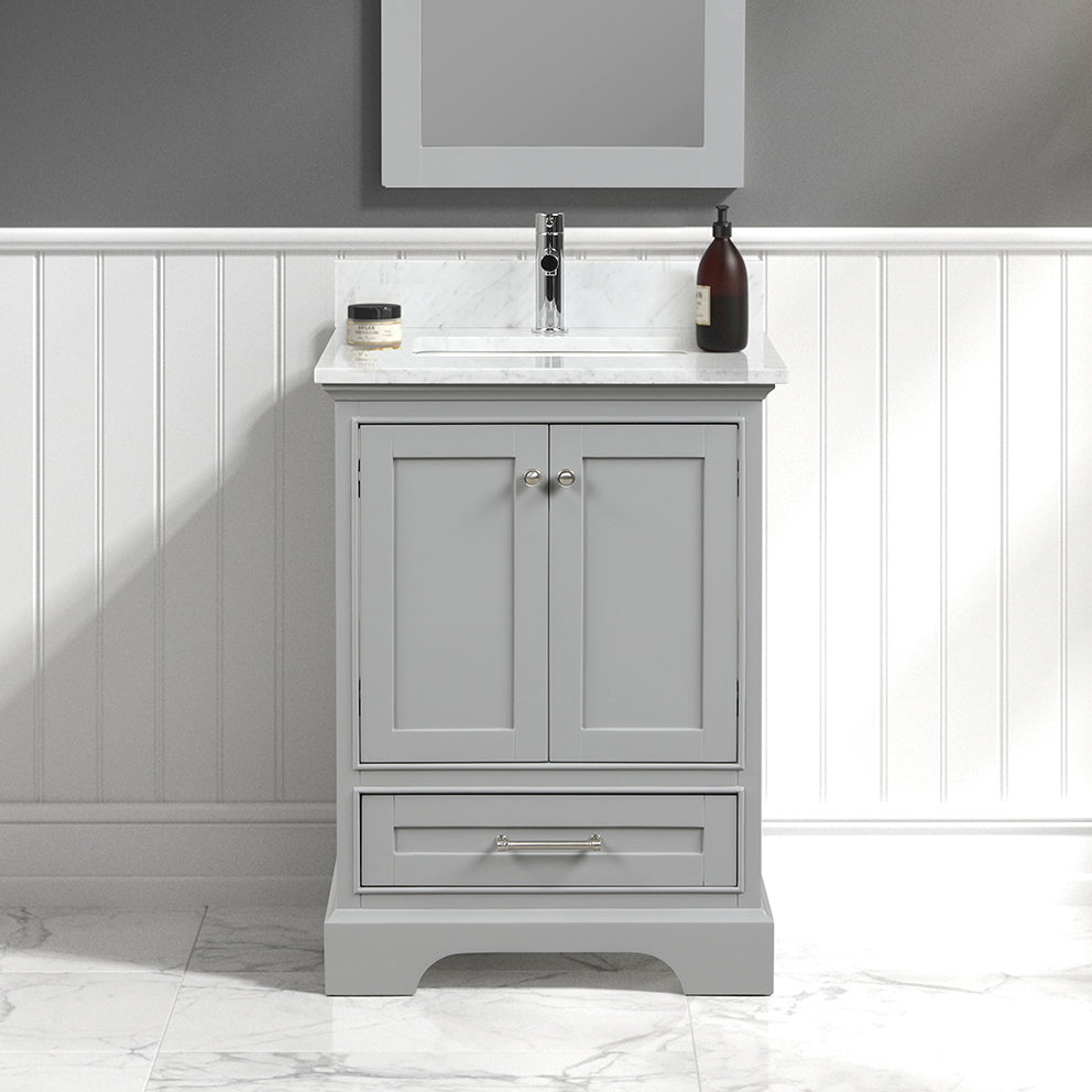 Copenhagen 24" Freestanding Bathroom Vanity With Countertop & Undermount Sink - Metal Grey