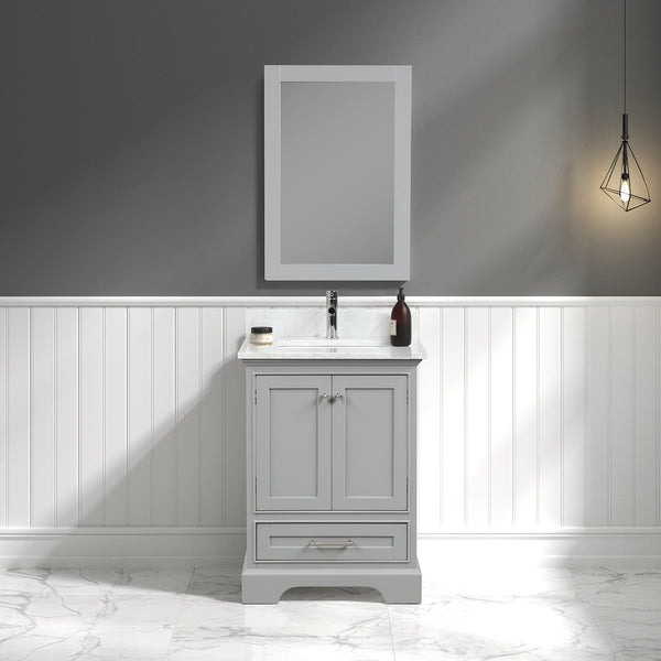 Copenhagen 24 Freestanding Bathroom Vanity With Countertop, Undermount Sink & Mirror - Metal Grey