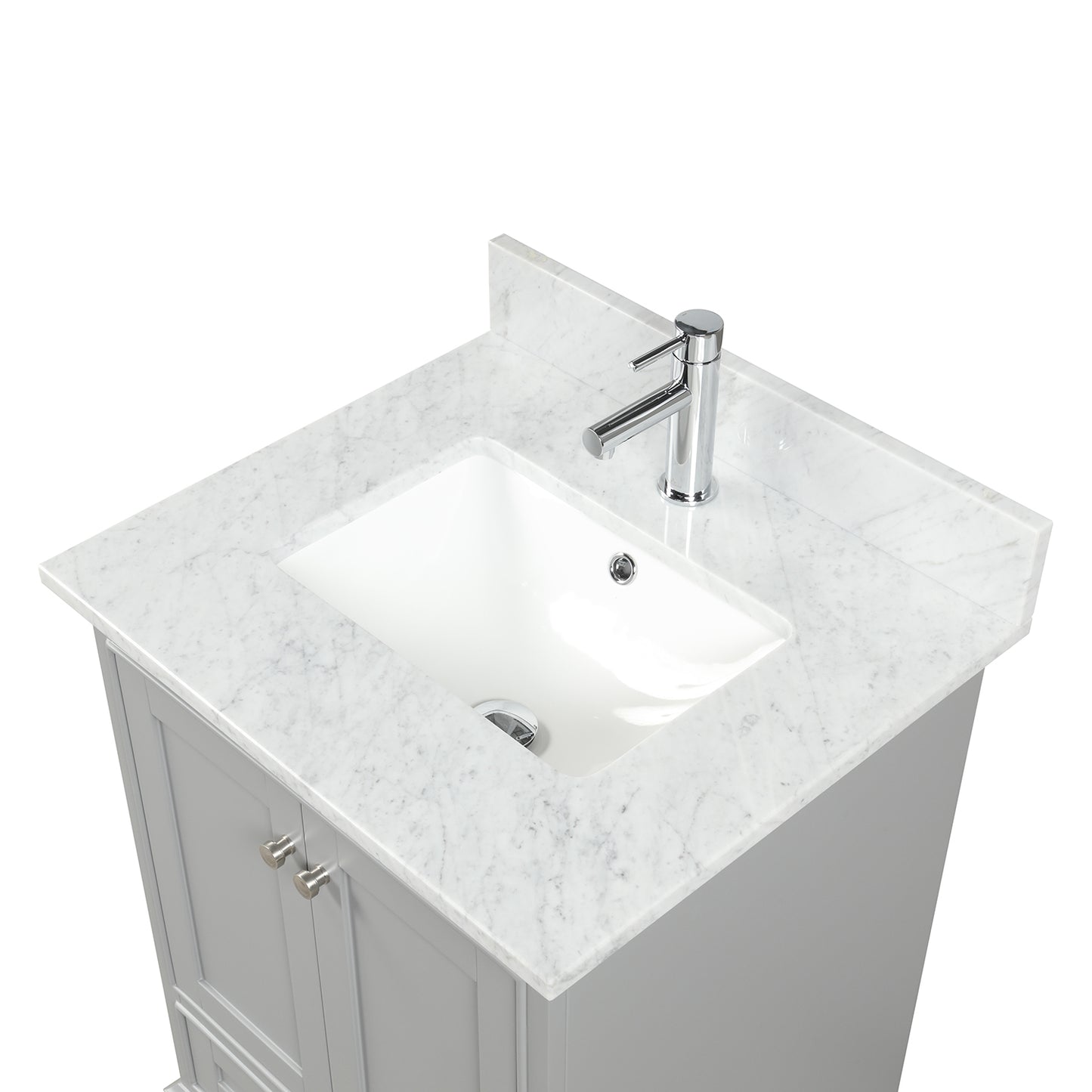 Copenhagen 24" Freestanding Bathroom Vanity With Countertop, Undermount Sink & Mirror - Metal Grey
