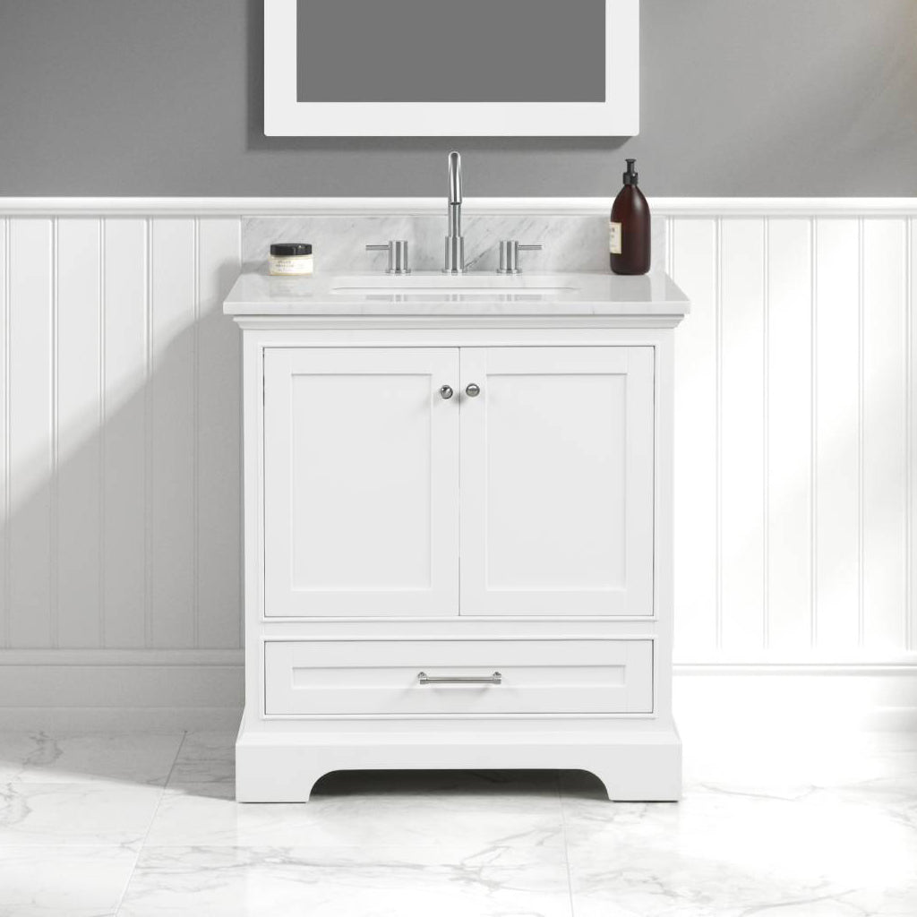 Copenhagen 30" Freestanding Bathroom Vanity With Countertop & Undermount Sink - Matte White