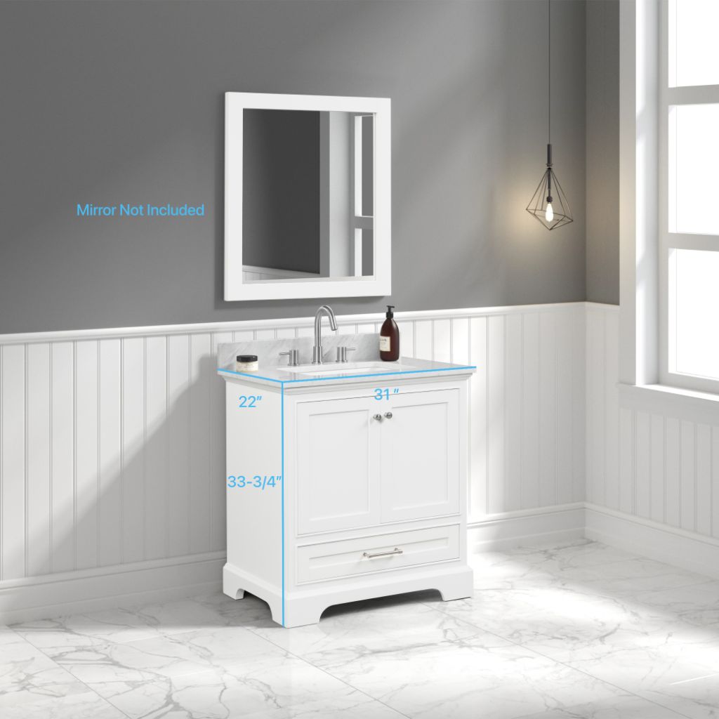 Copenhagen 30" Freestanding Bathroom Vanity With Countertop & Undermount Sink - Matte White