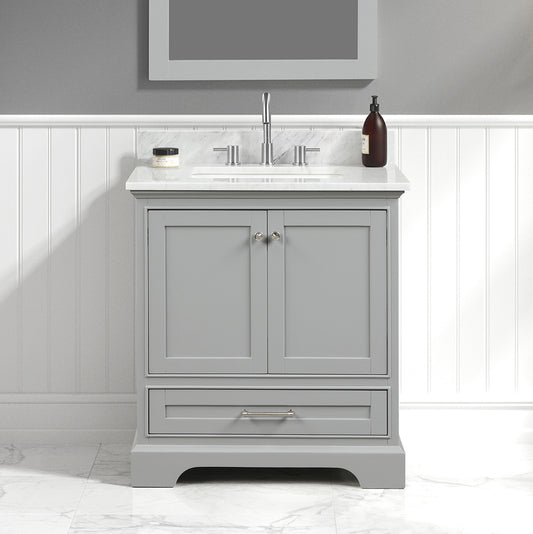 Copenhagen 30" Freestanding Bathroom Vanity With Countertop & Undermount Sink - Metal Grey