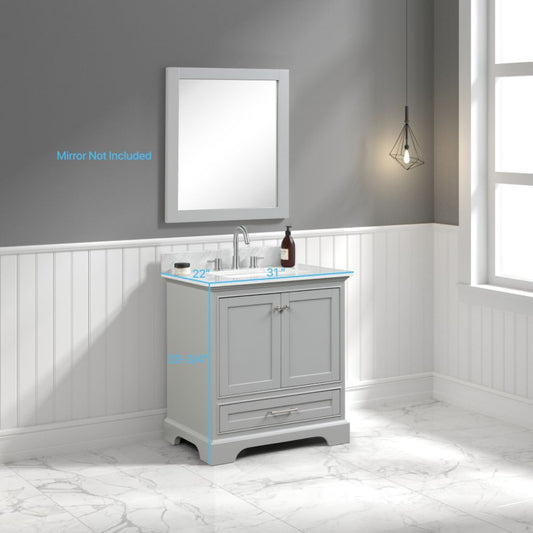 Copenhagen 30" Freestanding Bathroom Vanity With Countertop & Undermount Sink - Metal Grey