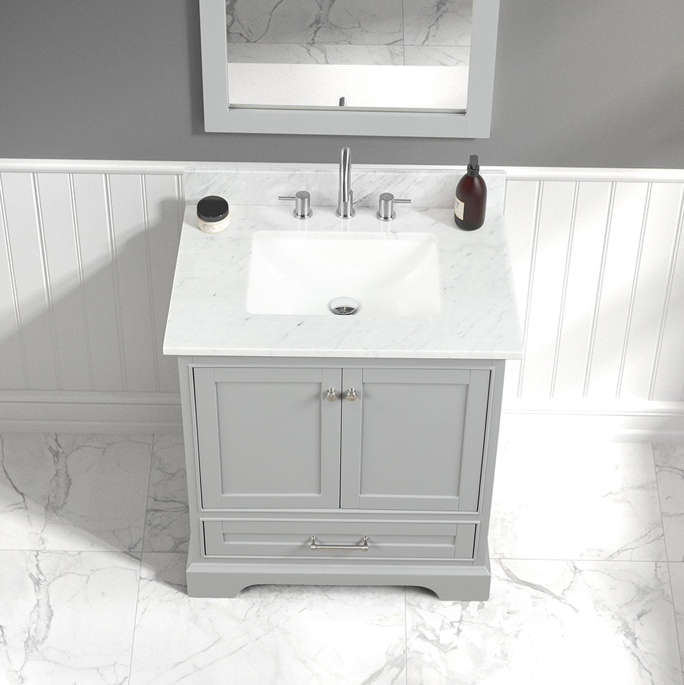 Copenhagen 30" Freestanding Bathroom Vanity With Countertop & Undermount Sink - Metal Grey