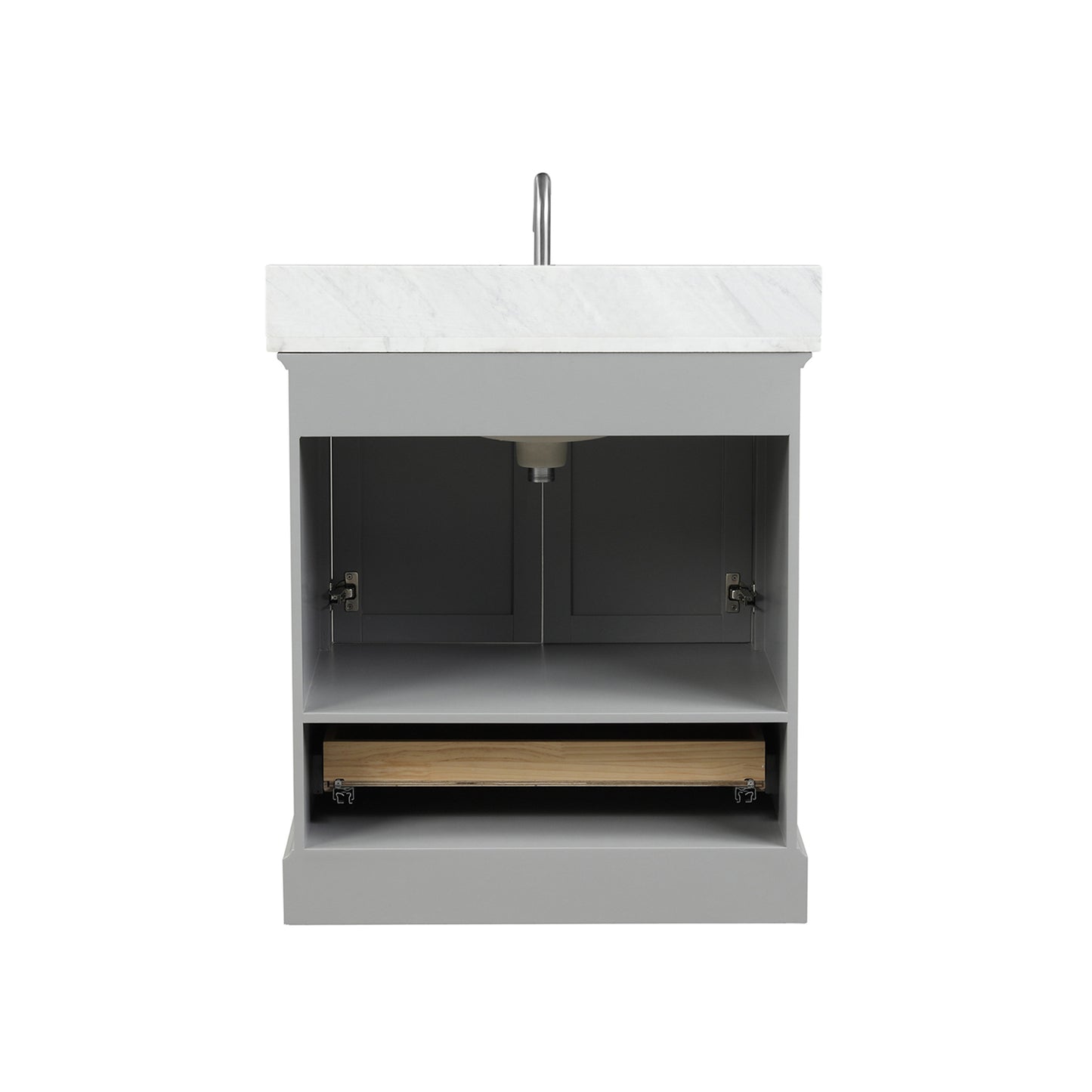 Copenhagen 30" Freestanding Bathroom Vanity With Countertop, Undermount Sink & Mirror - Metal Grey