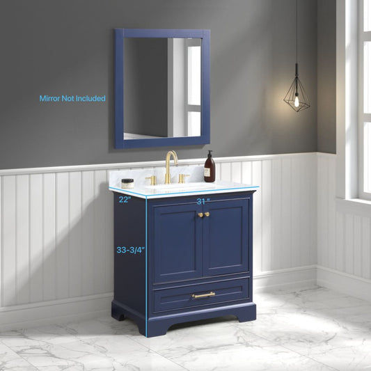 Copenhagen 30" Freestanding Bathroom Vanity With Countertop & Undermount Sink - Navy Blue