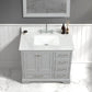 Copenhagen 36" Freestanding Bathroom Vanity With Carrara Marble Countertop & Undermount Ceramic Sink - Metal Grey