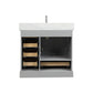 Copenhagen 36" Freestanding Bathroom Vanity With Carrara Marble Countertop, Undermount Ceramic Sink & Mirror - Metal Grey