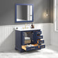 Copenhagen 36" Freestanding Bathroom Vanity With Carrara Marble Countertop, Undermount Ceramic Sink & Mirror - Navy Blue