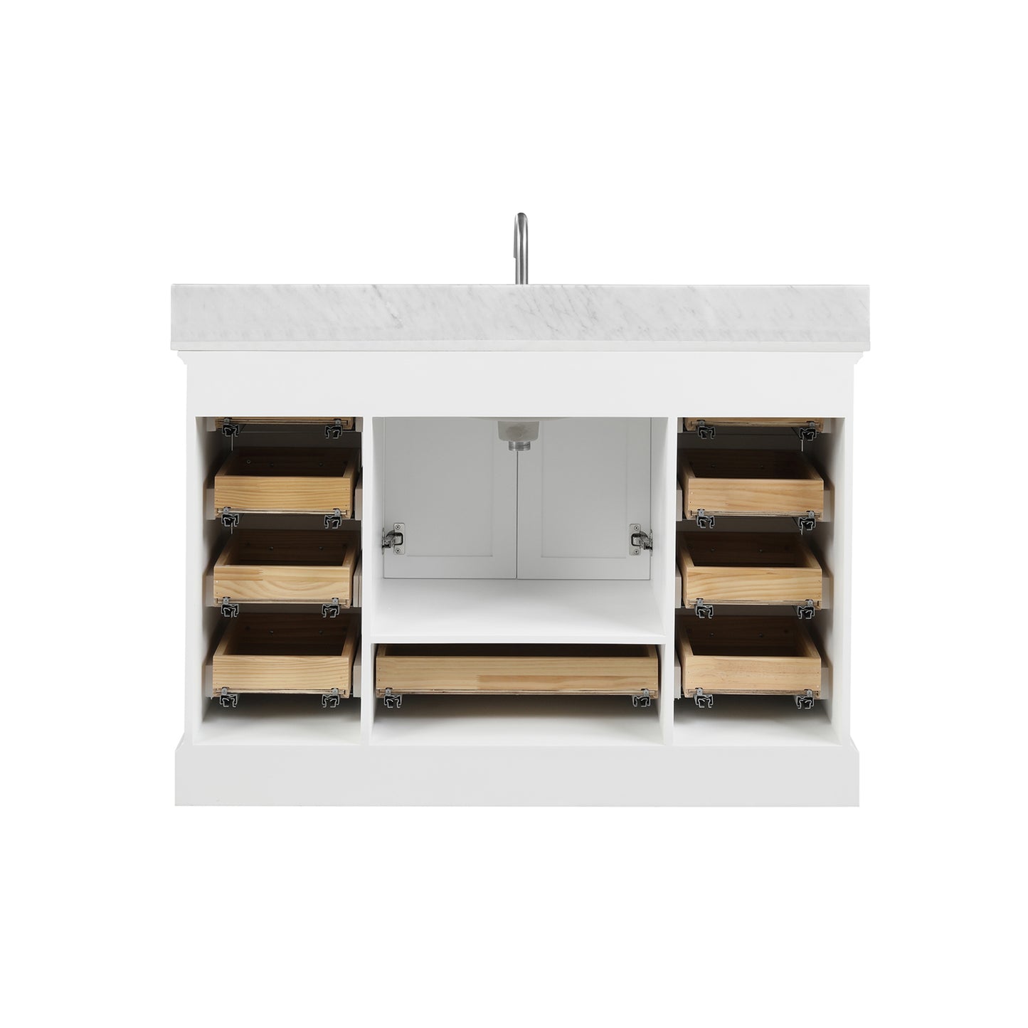 Copenhagen 48" Freestanding Bathroom Vanity With Carrara Marble Countertop & Undermount Ceramic Sink - Matte White