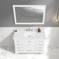 Copenhagen 48" Freestanding Bathroom Vanity With Carrara Marble Countertop, Undermount Ceramic Sink & Mirror - Matte White