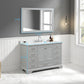 Copenhagen 48" Freestanding Bathroom Vanity With Carrara Marble Countertop, Undermount Ceramic Sink & Mirror - Metal Grey