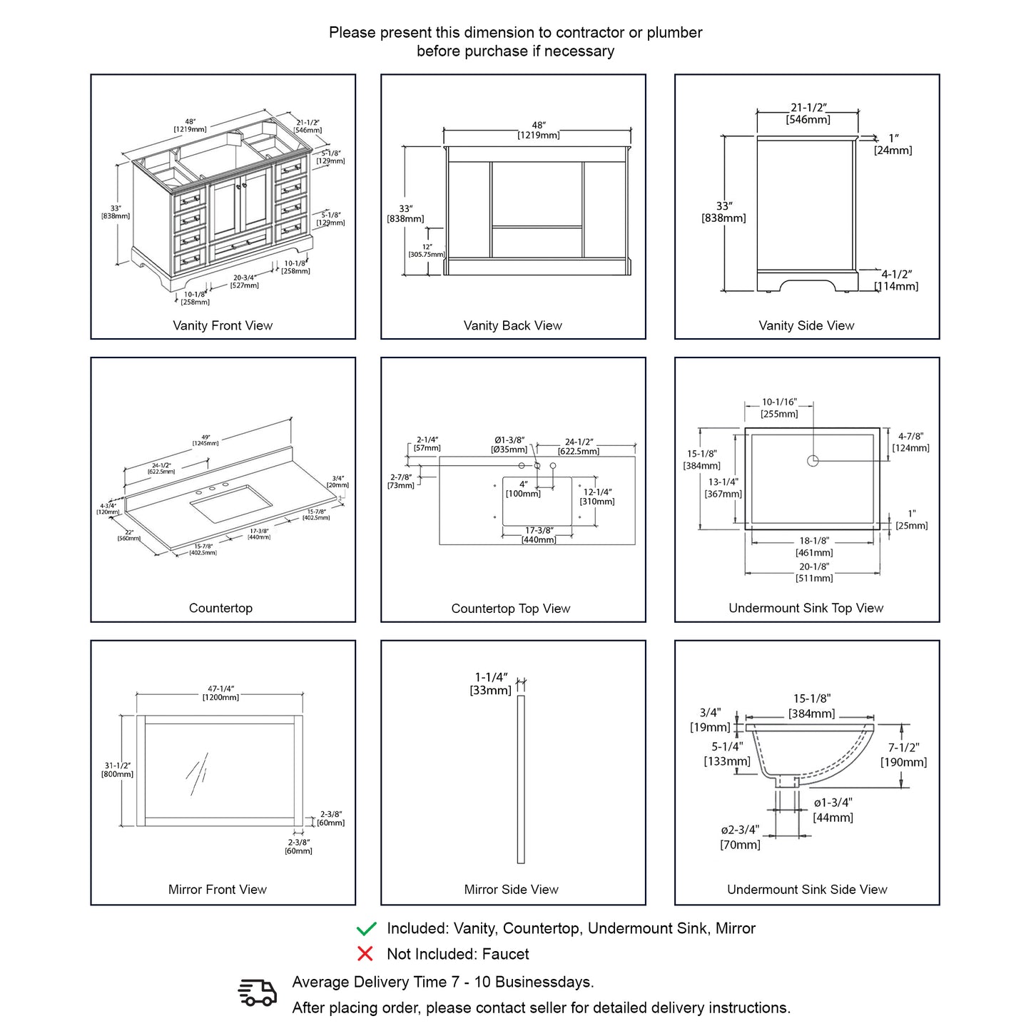 Copenhagen 48" Freestanding Bathroom Vanity With Carrara Marble Countertop, Undermount Ceramic Sink & Mirror - Metal Grey