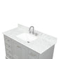 Copenhagen 48" Freestanding Bathroom Vanity With Carrara Marble Countertop, Undermount Ceramic Sink & Mirror - Metal Grey