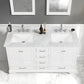 Copenhagen 60" Freestanding Bathroom Vanity With Carrara Marble Countertop & Undermount Ceramic Sink - Matte White