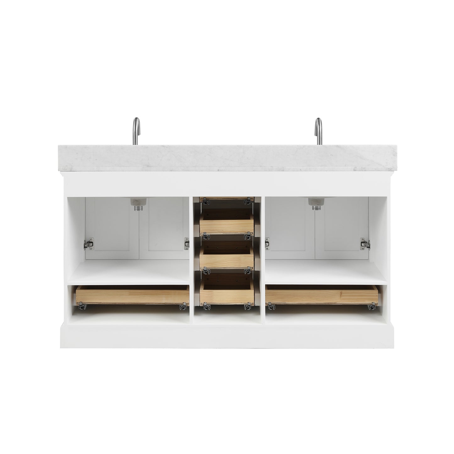 Copenhagen 60" Freestanding Bathroom Vanity With Carrara Marble Countertop & Undermount Ceramic Sink - Matte White