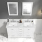 Copenhagen 60" Freestanding Bathroom Vanity With Carrara Marble Countertop, Undermount Ceramic Sink & Mirror - Matte White