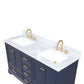 Copenhagen 60" Freestanding Bathroom Vanity With Carrara Marble Countertop & Undermount Ceramic Sink - Navy Blue