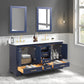 Copenhagen 60" Freestanding Bathroom Vanity With Carrara Marble Countertop, Undermount Ceramic Sink & Mirror - Navy Blue