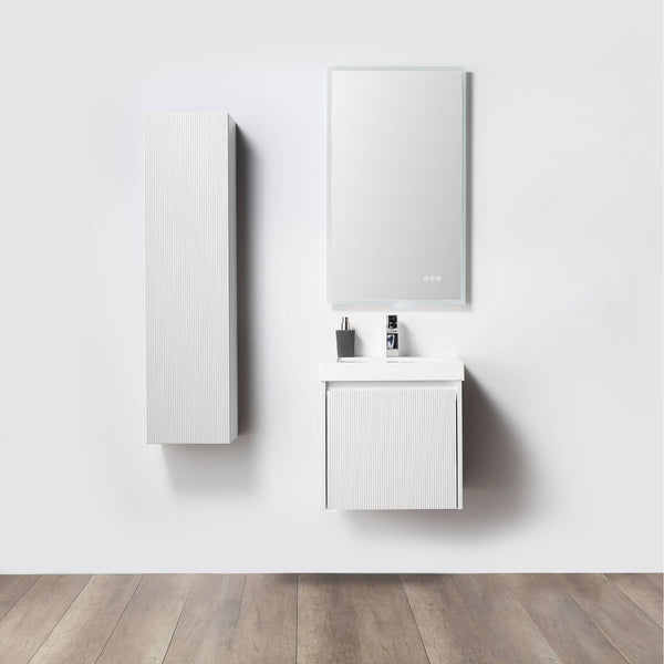 Positano 20 Floating Bathroom Vanity with Acrylic Sink & Side Cabinet - Matte White