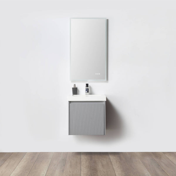 Positano 20 Floating Bathroom Vanity with Acrylic Sink - Light Grey