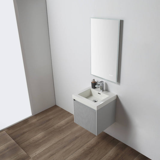 Positano 20" Floating Bathroom Vanity with Acrylic Sink - Light Grey