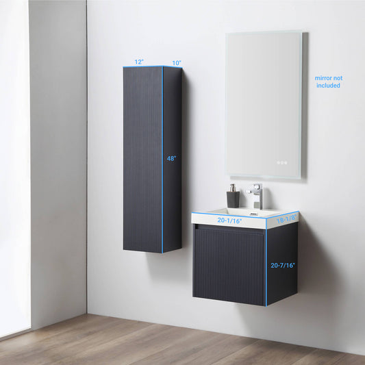Positano 20" Floating Bathroom Vanity with Acrylic Sink & Side Cabinet - Night Blue
