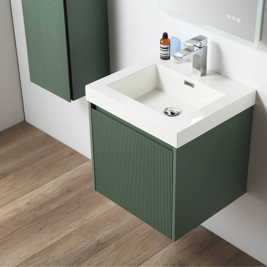 Positano 20" Floating Bathroom Vanity with Acrylic Sink - Aventurine Green