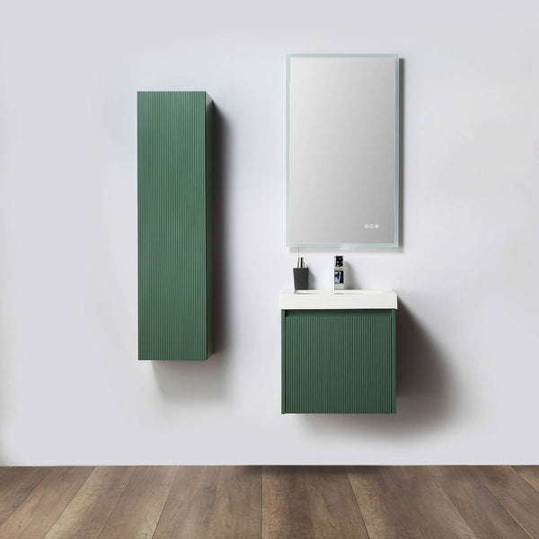 Positano 20 Floating Bathroom Vanity with Acrylic Sink & Side Cabinet - Aventurine Green