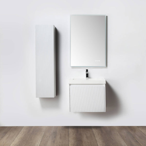 Positano 24 Floating Bathroom Vanity with Acrylic Sink & Side Cabinet - Matte White