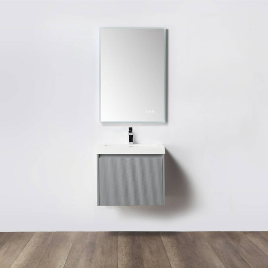 Positano 24" Floating Bathroom Vanity with Acrylic Sink - Light Grey