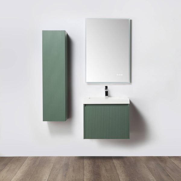 Positano 24 Floating Bathroom Vanity with Acrylic Sink & Side Cabinet - Aventurine Green