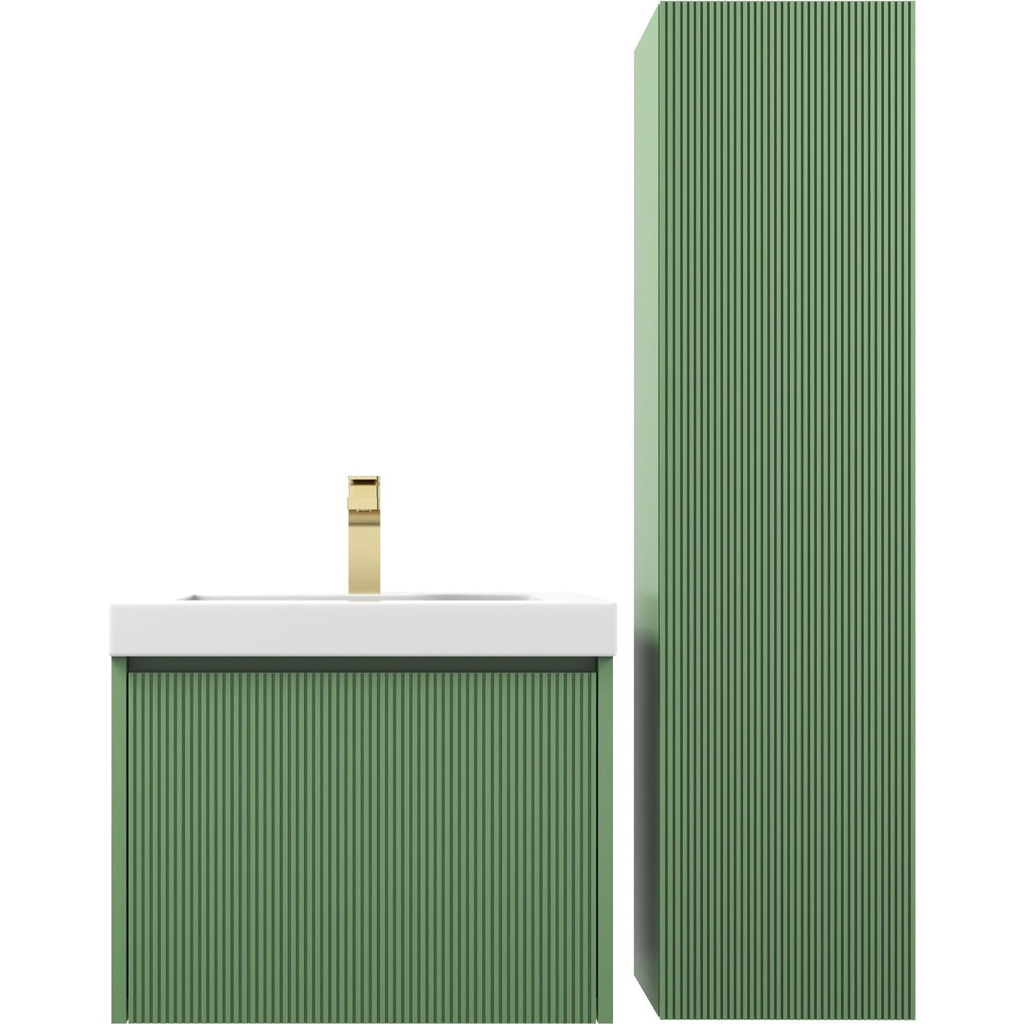 Positano 24" Floating Bathroom Vanity with Acrylic Sink & Side Cabinet - Aventurine Green