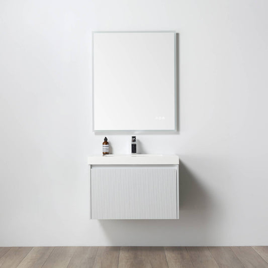 Positano 30" Floating Bathroom Vanity with Acrylic Sink - Matte White