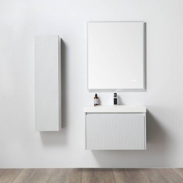 Positano 30 Floating Bathroom Vanity with Acrylic Sink & Side Cabinet - Matte White