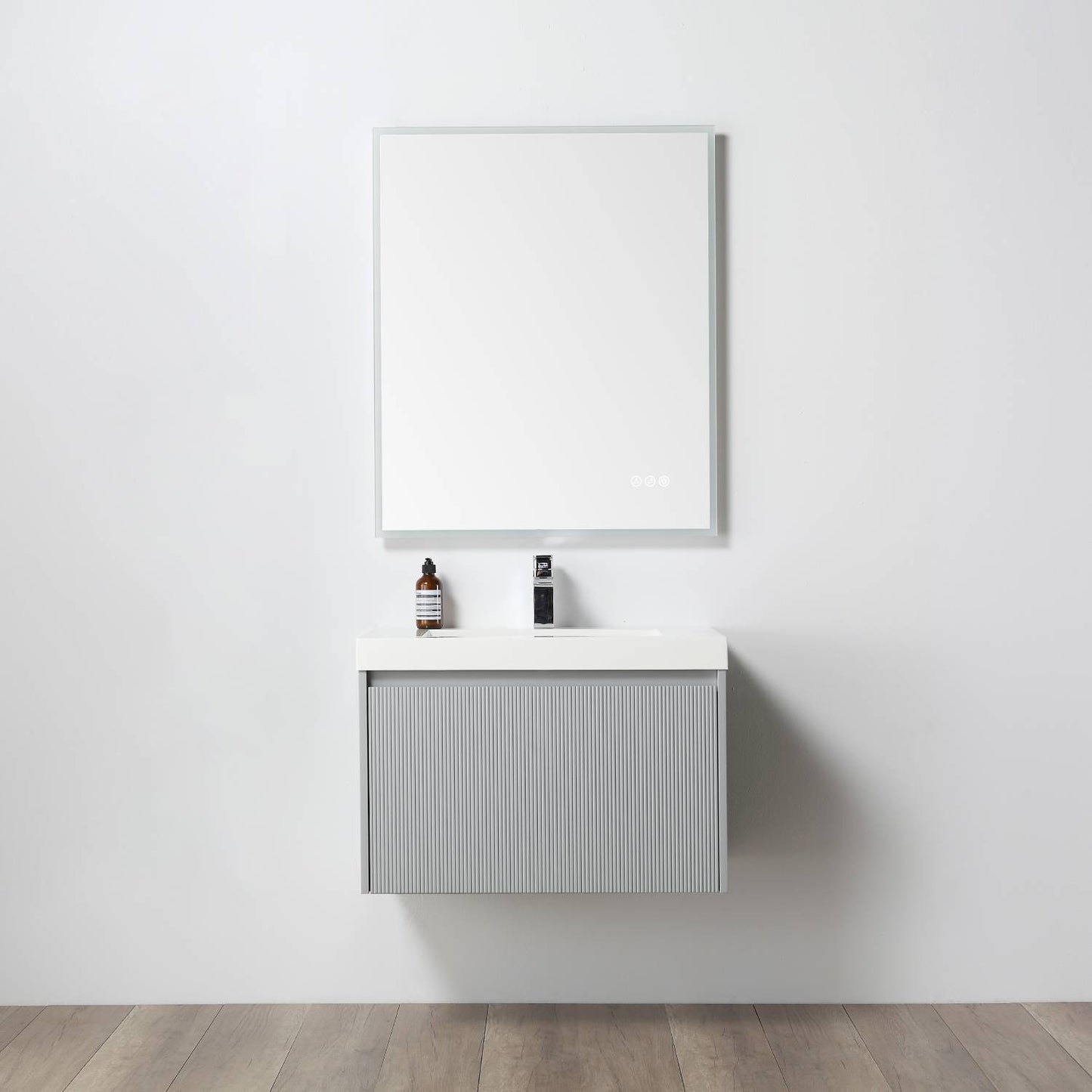 Positano 30" Floating Bathroom Vanity with Acrylic Sink - Light Grey