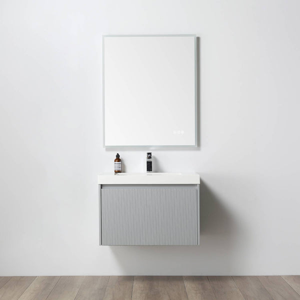 Positano 30 Floating Bathroom Vanity with Acrylic Sink - Light Grey
