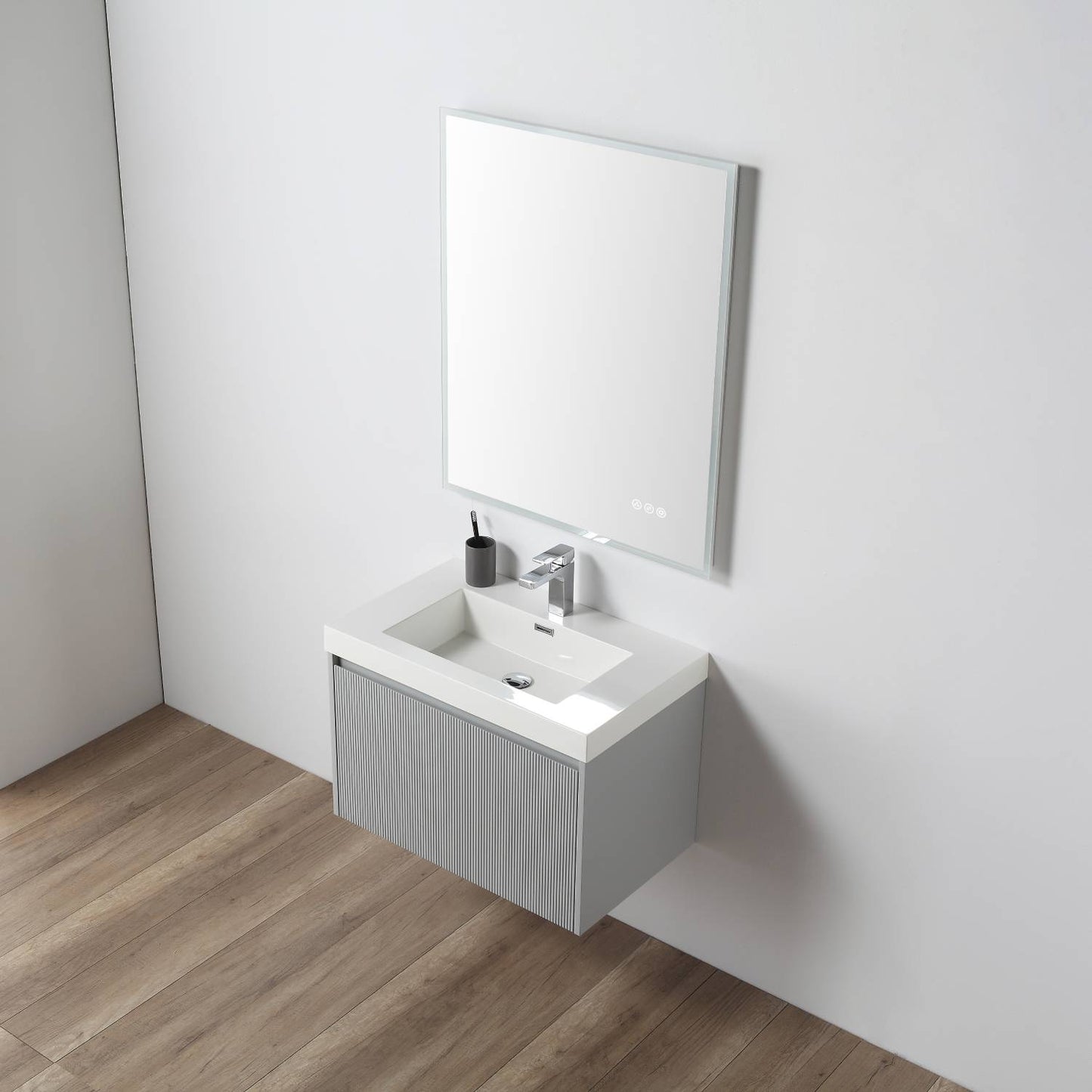 Positano 30" Floating Bathroom Vanity with Acrylic Sink - Light Grey