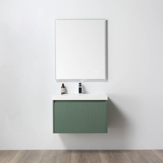 Positano 30" Floating Bathroom Vanity with Acrylic Sink - Aventurine Green