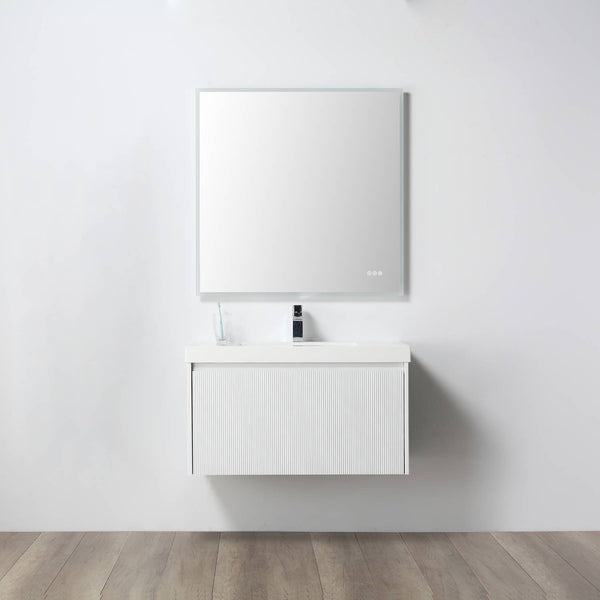 Positano 36 Floating Bathroom Vanity with Acrylic Sink - Matte White