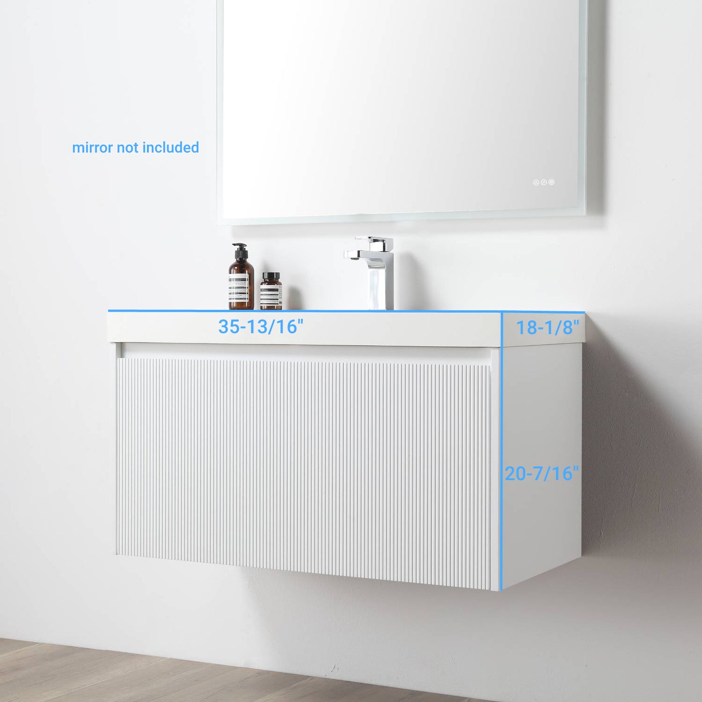 Positano 36" Floating Bathroom Vanity with Acrylic Sink - Matte White