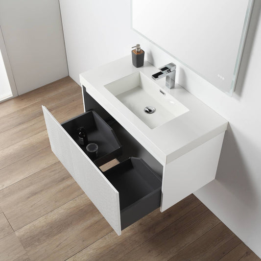 Positano 36" Floating Bathroom Vanity with Acrylic Sink - Matte White