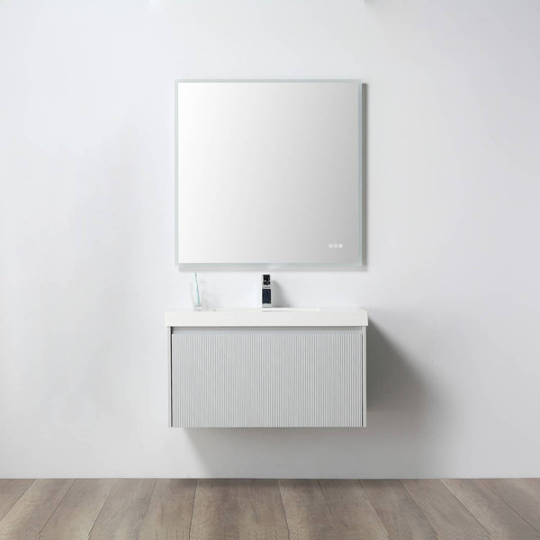 Positano 36 Floating Bathroom Vanity with Acrylic Sink - Light Grey
