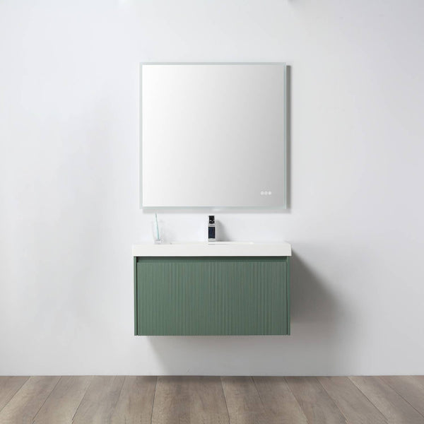 Positano 36 Floating Bathroom Vanity with Acrylic Sink - Aventurine Green