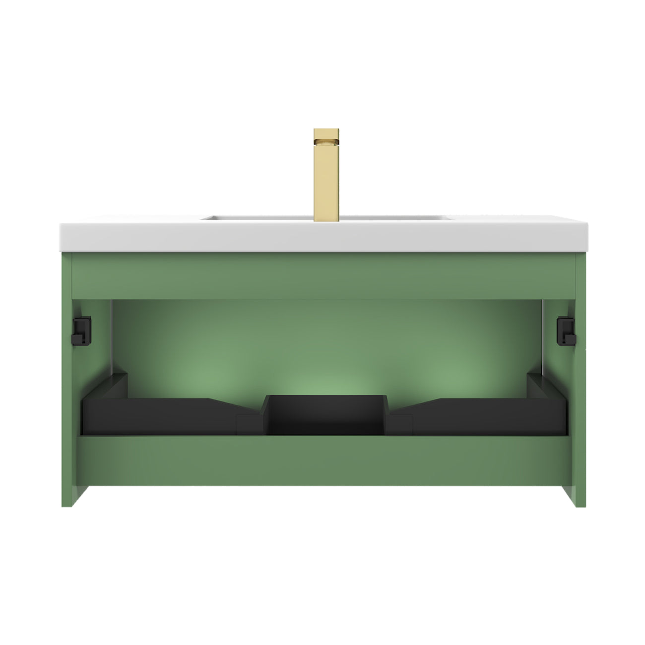 Positano 36" Floating Bathroom Vanity with Acrylic Sink - Aventurine Green