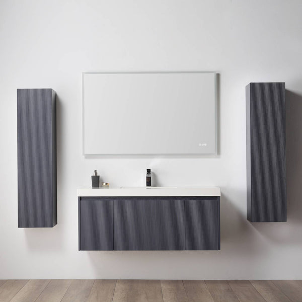 Positano 48 Floating Bathroom Vanity with Single Acrylic Sink & 2 Side Cabinets -  Night Blue