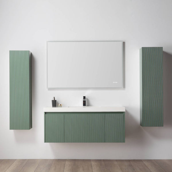 Positano 48 Floating Bathroom Vanity with Single Acrylic Sink & 2 Side Cabinets - Aventurine Green