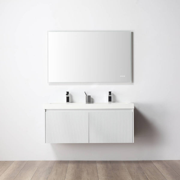 Positano 48 Floating Bathroom Vanity with Double Acrylic Sinks - Matte White